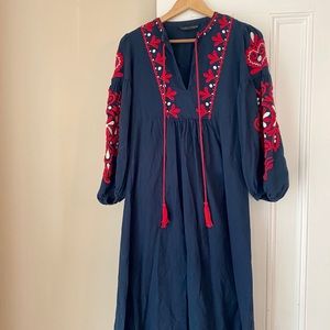 Zara embroidered dress size M